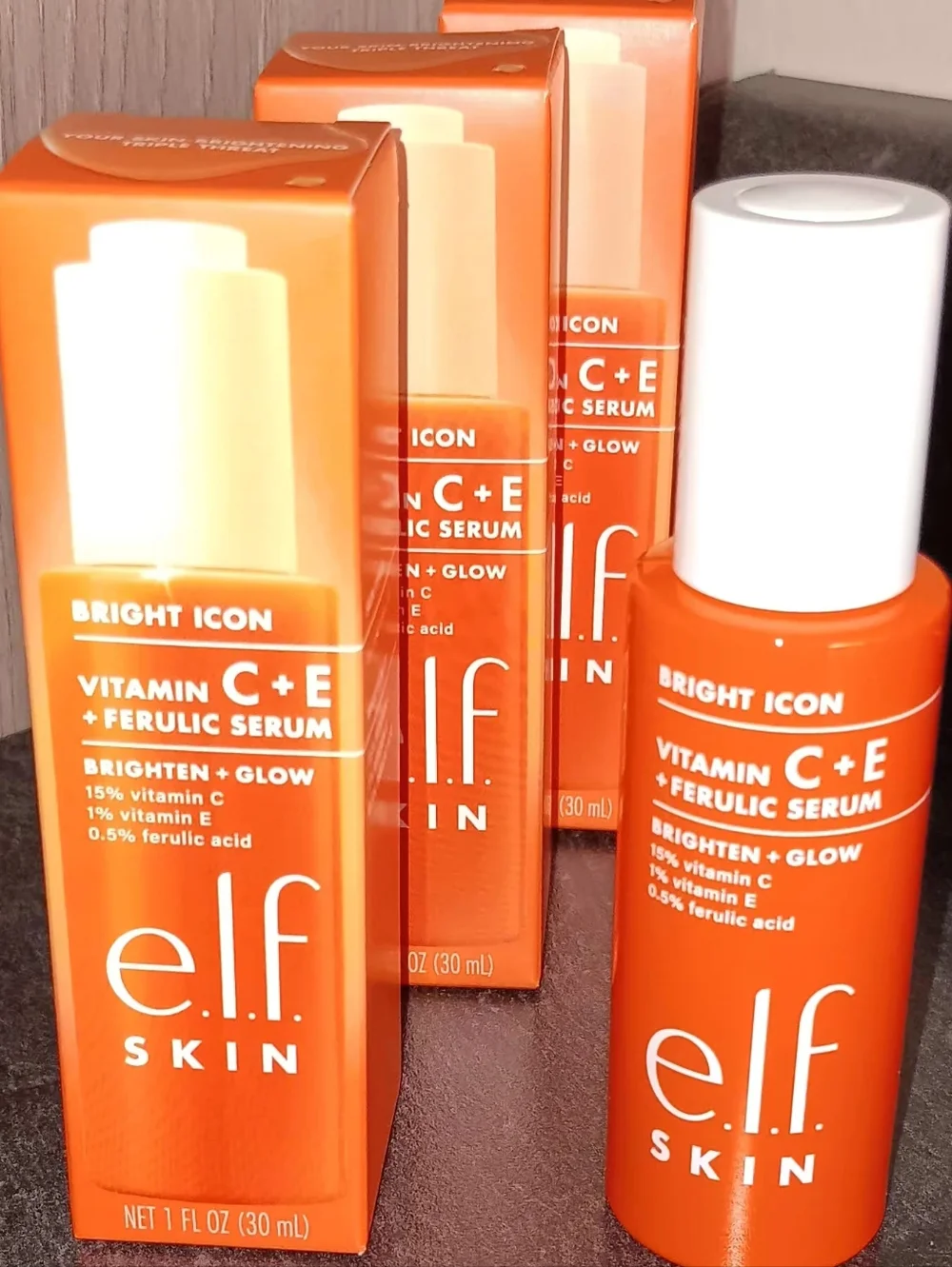 3pk Elf Skin Bright Icon Vitamin C+E Ferulic Serum — Orange